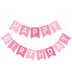 KINGLAKE GARDEN Pink Happy Birthday Banner – Pre-Strung 13-Letter Party Decor