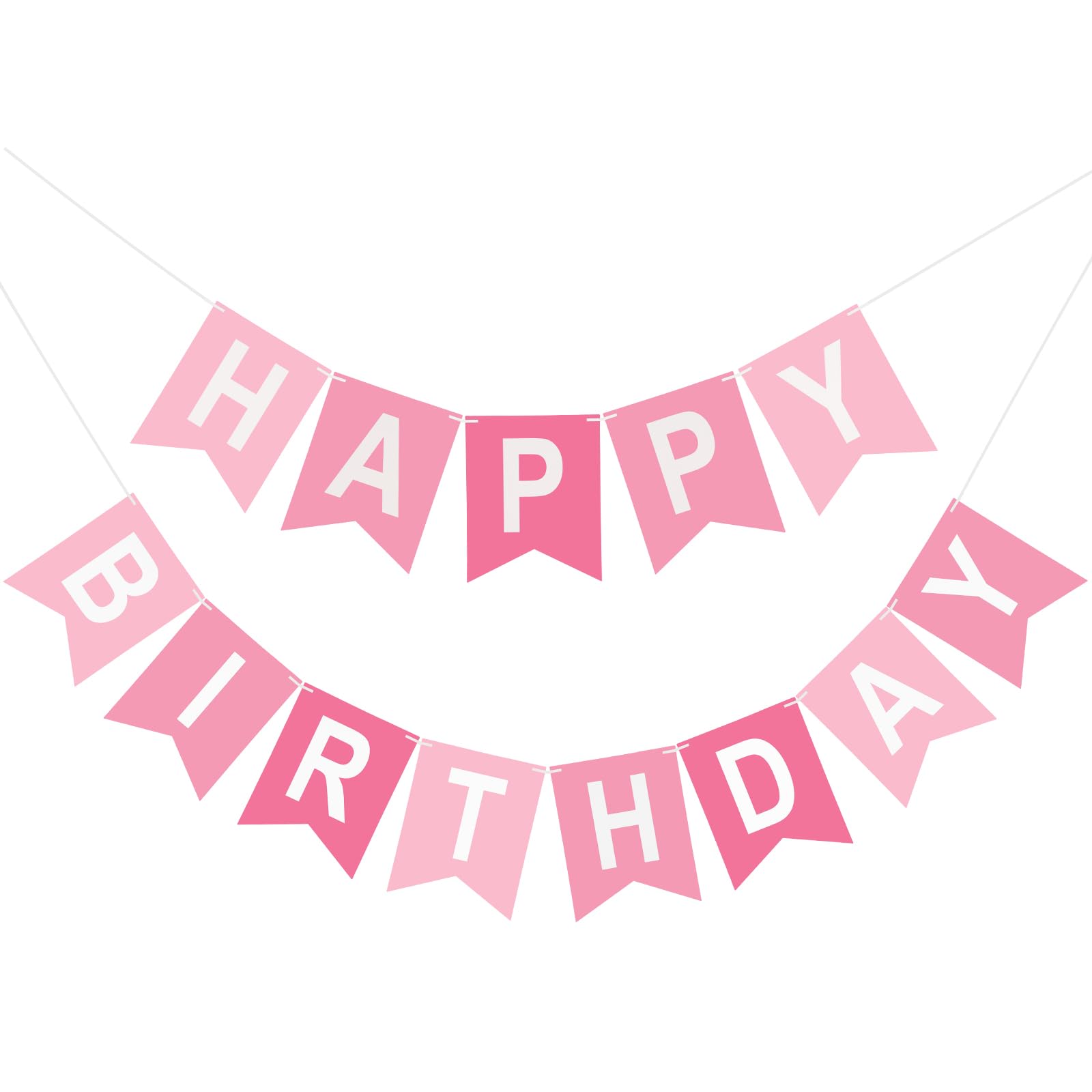 KINGLAKE GARDEN Pink Happy Birthday Banner – Pre-Strung 13-Letter Party Decor