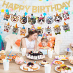 KingZone Cat Happy Birthday Banner - Cat Birthday Decorations for Kids, Boys & Girls
