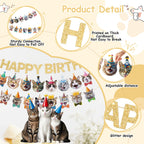 KingZone Cat Happy Birthday Banner - Cat Birthday Decorations for Kids, Boys & Girls