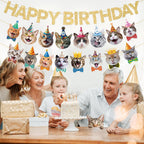 KingZone Cat Happy Birthday Banner - Cat Birthday Decorations for Kids, Boys & Girls