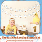 KINGZONE Goose Banner - Silly Goose Blue Gingham Birthday & Baby Shower Decor