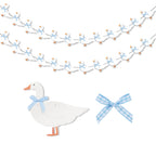 KINGZONE Goose Banner - Silly Goose Blue Gingham Birthday & Baby Shower Decor