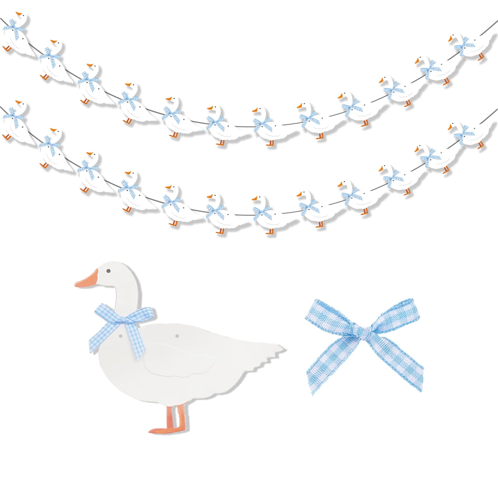 KINGZONE Goose Banner - Silly Goose Blue Gingham Birthday & Baby Shower Decor