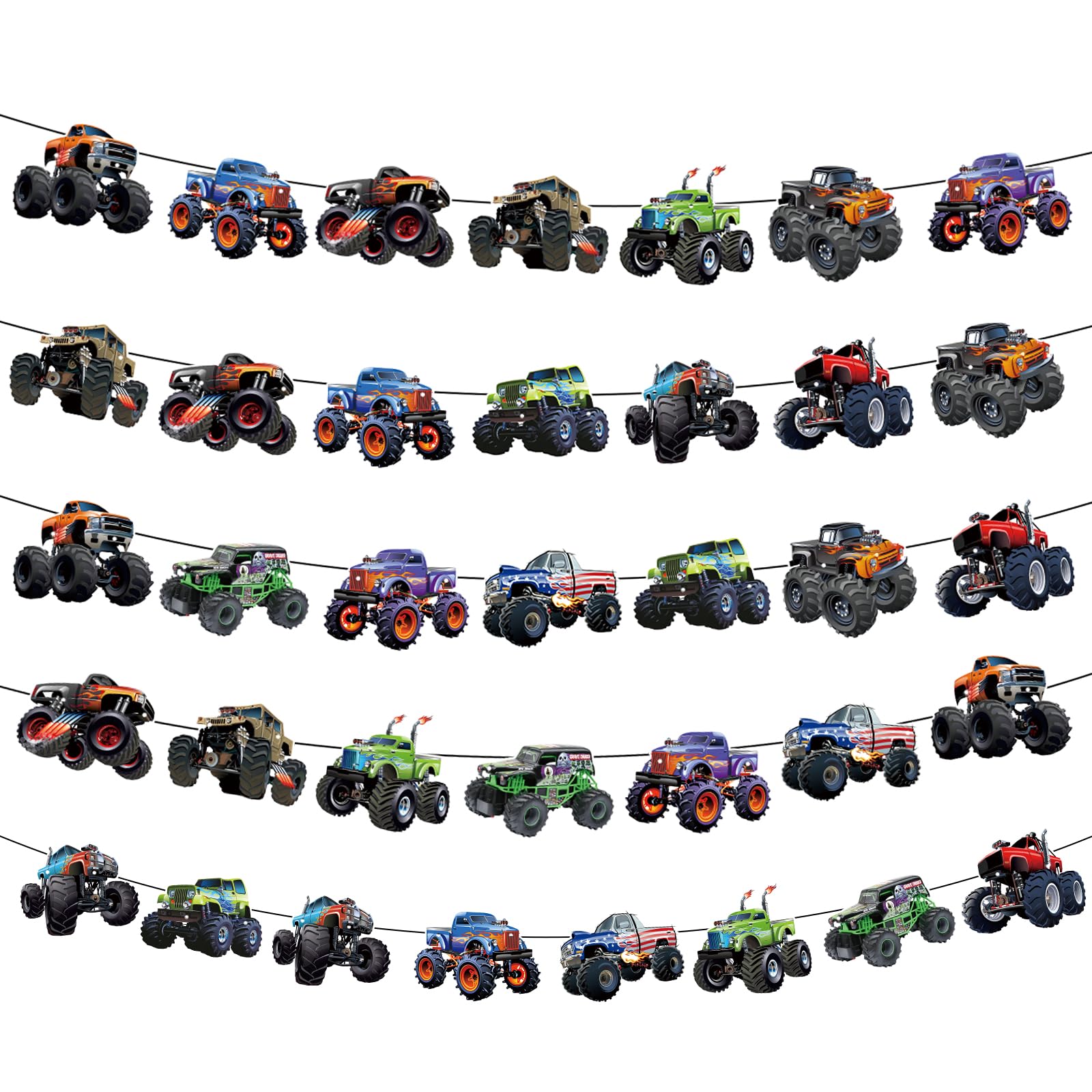 KINGZONE Monster Truck Birthday Decorations – Racing Theme Party Supplies