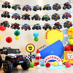 KINGZONE Monster Truck Birthday Decorations – Racing Theme Party Supplies