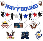 KINGZONE Glitter Navy Bound Banner & Army Party Decor – Military Theme Decorations