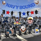KINGZONE Glitter Navy Bound Banner & Army Party Decor – Military Theme Decorations