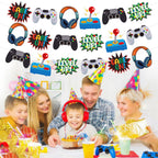 KINGZONE Video Game Happy Birthday Banner – Game On Controllers Party Decor for Kids