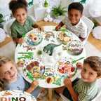 Kinovo 96 Pcs Dinosaur Plates & Napkins Tableware Set – Serves 24, Kids Birthday Party Supplies