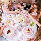 Kinovo Pink Bow Party Tableware Set — 300 Pcs for 50 Guests