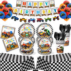 Kinovo 183Pcs Monster Truck Party Supplies – Plates, Napkins, Cups for 26 Guests