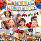 Kinovo 183Pcs Monster Truck Party Supplies – Plates, Napkins, Cups for 26 Guests