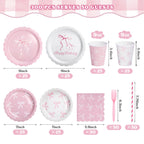 Kinovo Pink Bow Party Tableware Set — 300 Pcs for 50 Guests