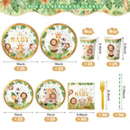 Kinovo 300 Pcs Safari Baby Shower Plates & Napkins Set (Serves 50)