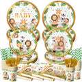 Kinovo 300 Pcs Safari Baby Shower Plates & Napkins Set (Serves 50)