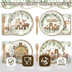 Kinovo 96 Pcs Woodland Baby Shower Party Supplies – Serves 24 Guests