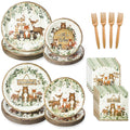 Kinovo 96 Pcs Woodland Baby Shower Party Supplies – Serves 24 Guests