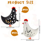 KINYFY 6-Piece Walking Chicken Balloons - 20 inch Aluminum Foil Party Decorations White & Black