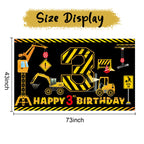 Kircirx 3rd Birthday Banner - Excavator Dump Truck Theme for Boys (72.8 x 43.3 in)