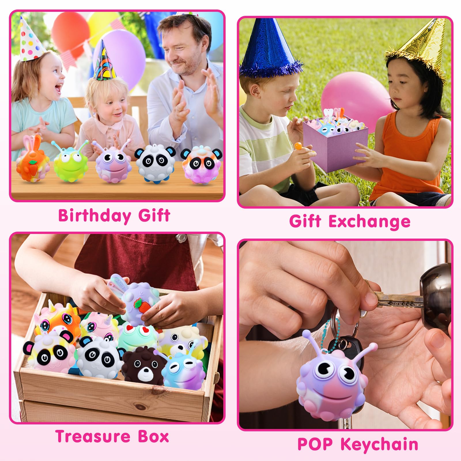 KissFree 18-Pack Animal Pop Balls – 3D Fidget Toys for Kids Party Favors