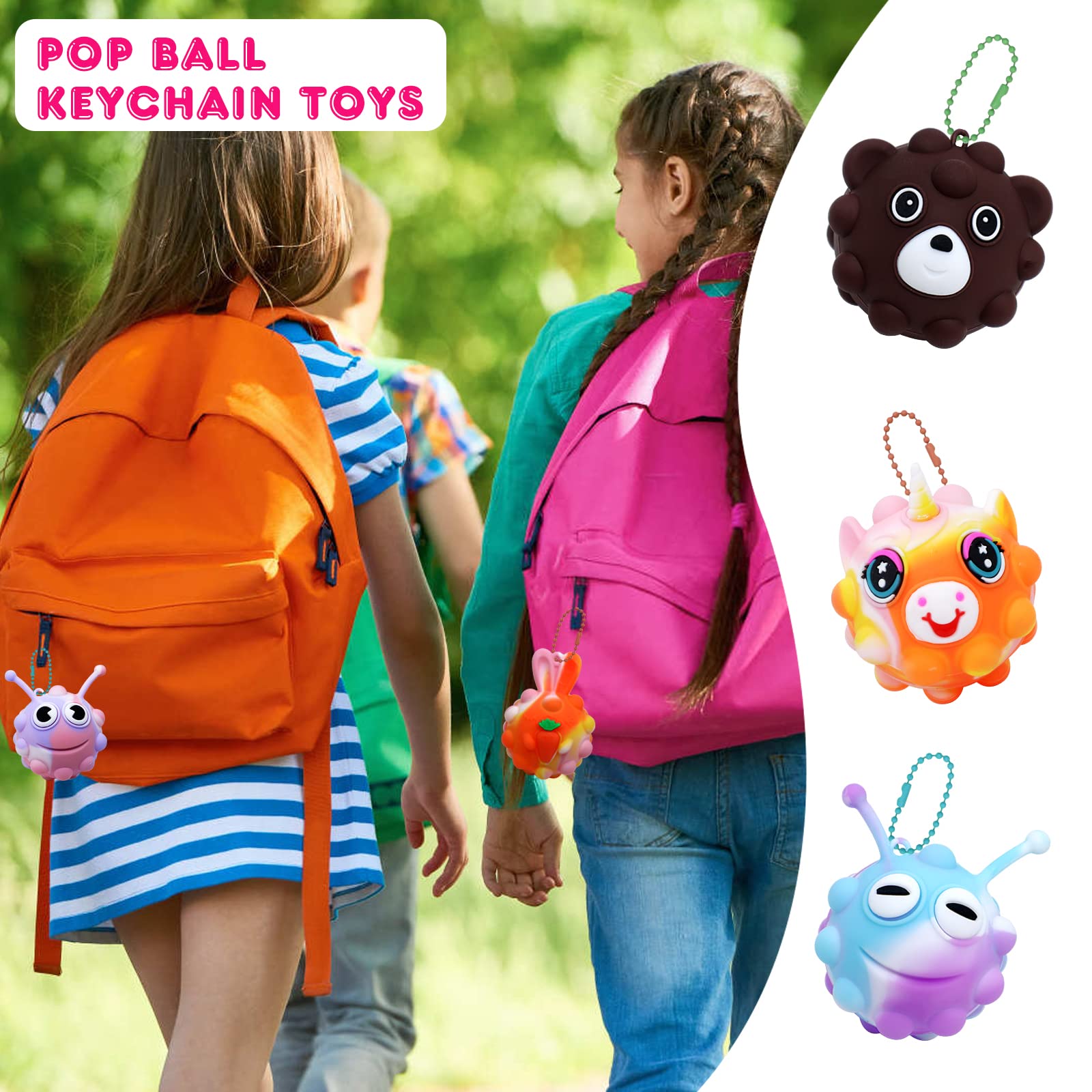 KissFree 18-Pack Animal Pop Balls – 3D Fidget Toys for Kids Party Favors