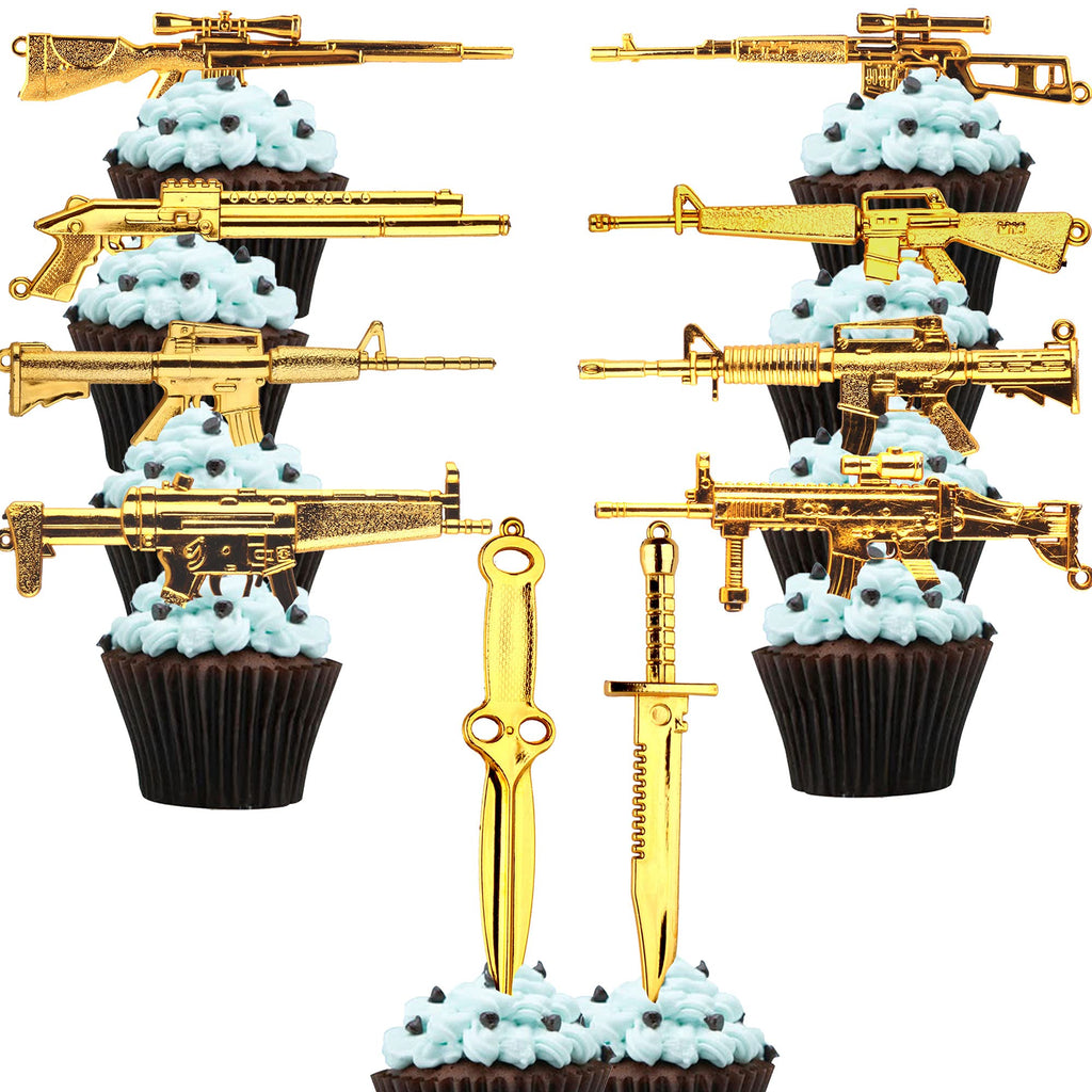 Klionjor Veteran Day Cake Topper – Golden Game Theme 10 Pcs