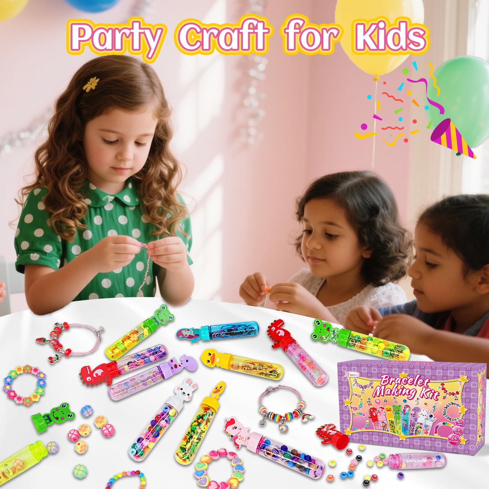 Klmars Bracelet Making Kit – 24 Wands for Kids (Ages 4–8), Party Favors