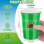 Kochorie 60-Pack Football Disposable Cups – 16 oz, Black & Green