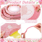 Kochorie 194-Piece Tea Party Tableware Set – Disposable Plates Cups Napkins & Pink Cutlery for 24 Guests
