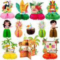 Kockuu 12-Piece Hawaiian Luau Table Decorations – Double-Sided Honeycomb Centerpieces for Tiki Parties