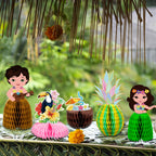 Kockuu 12-Piece Hawaiian Luau Table Decorations – Double-Sided Honeycomb Centerpieces for Tiki Parties