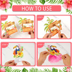 Kockuu 12-Piece Hawaiian Luau Table Decorations – Double-Sided Honeycomb Centerpieces for Tiki Parties