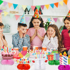 kockuu Kids Birthday Centerpieces – 12 Colorful Honeycomb Table Decorations