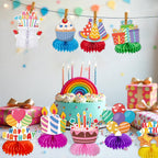 kockuu Kids Birthday Centerpieces – 12 Colorful Honeycomb Table Decorations