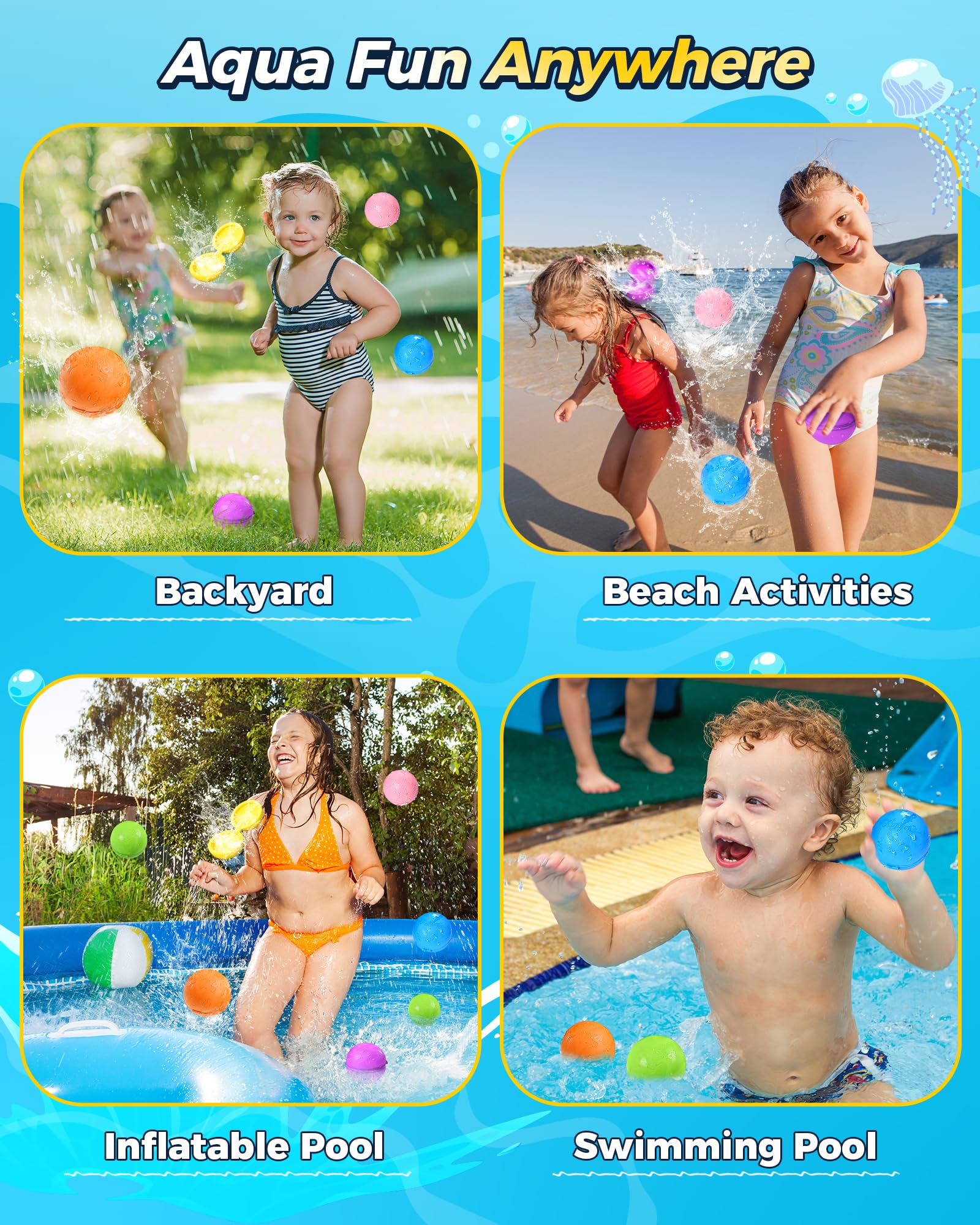 KOKODI Reusable Water Balloons 12PCS – Self-Sealing & Quick-Fill Outdoor Fun