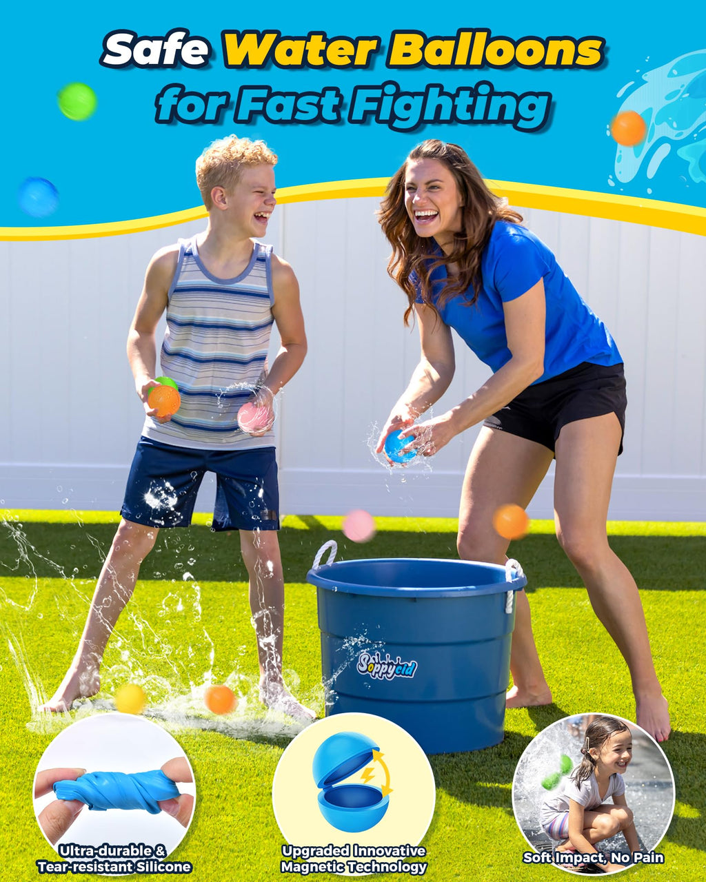 KOKODI SOPPYCID 15PCS Reusable Magnetic Water Balloons – Quick Fill