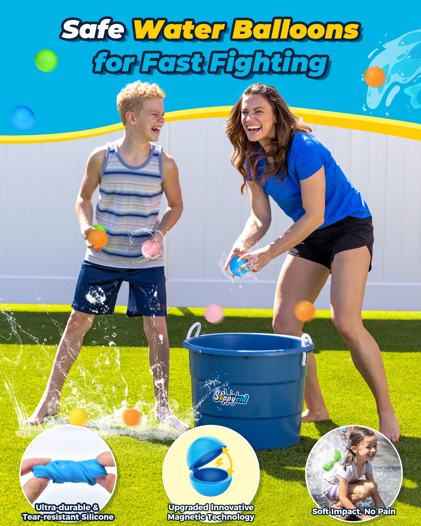 KOKODI SOPPYCID 15PCS Reusable Magnetic Water Balloons – Quick Fill