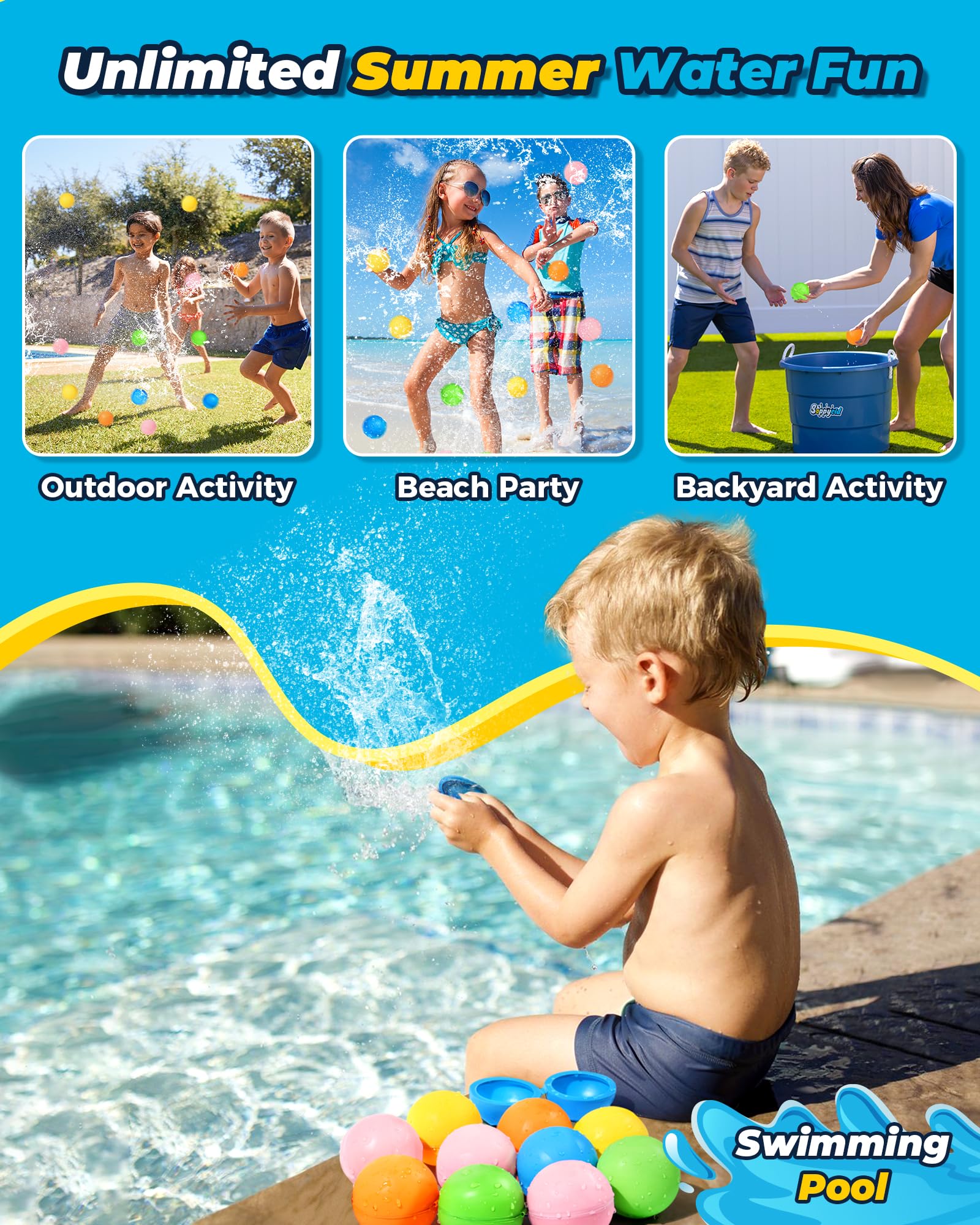 KOKODI SOPPYCID 15PCS Reusable Magnetic Water Balloons – Quick Fill