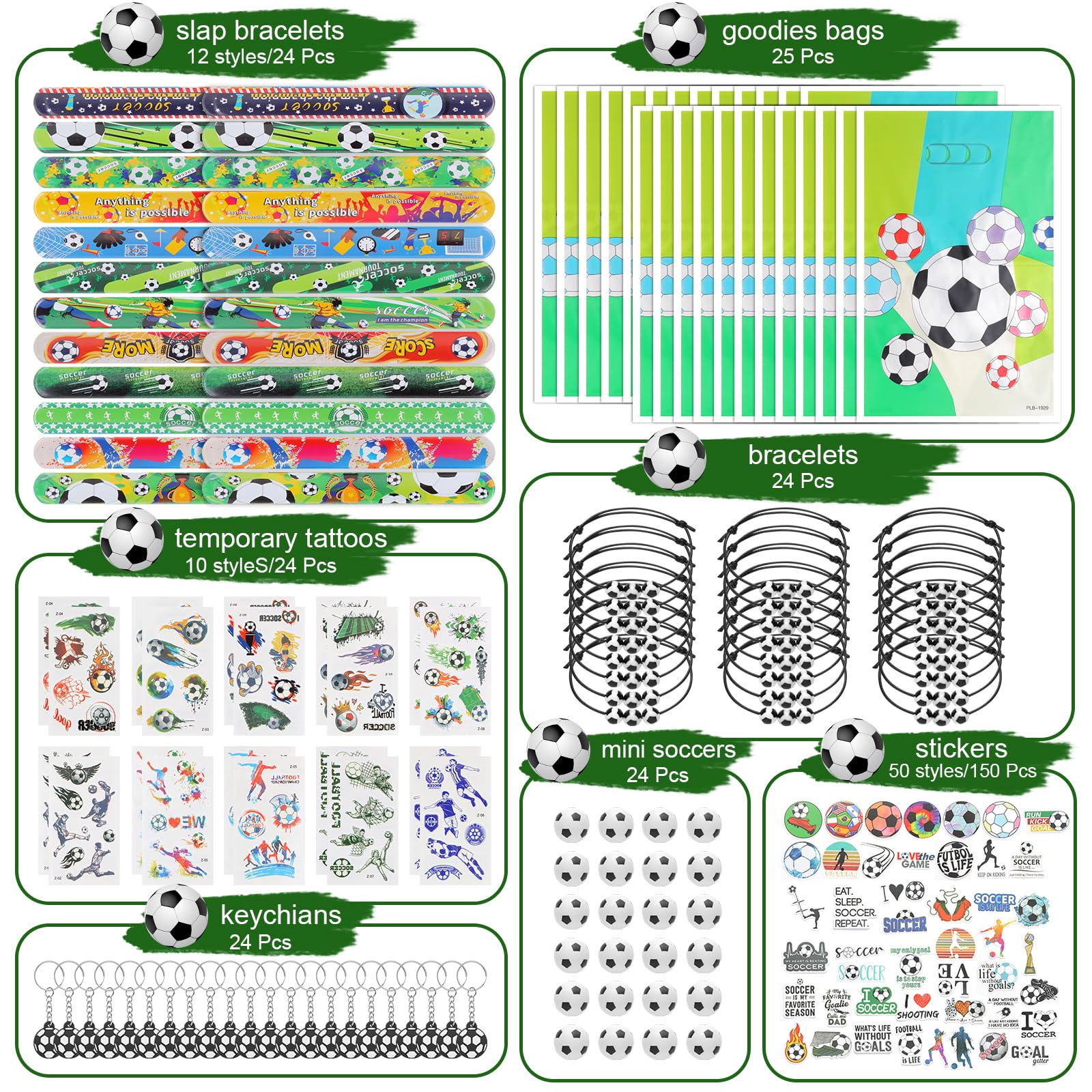 Kolewo4ever 294-Piece Soccer Party Supplies Set – Bulk Favors, Bags & Decorations