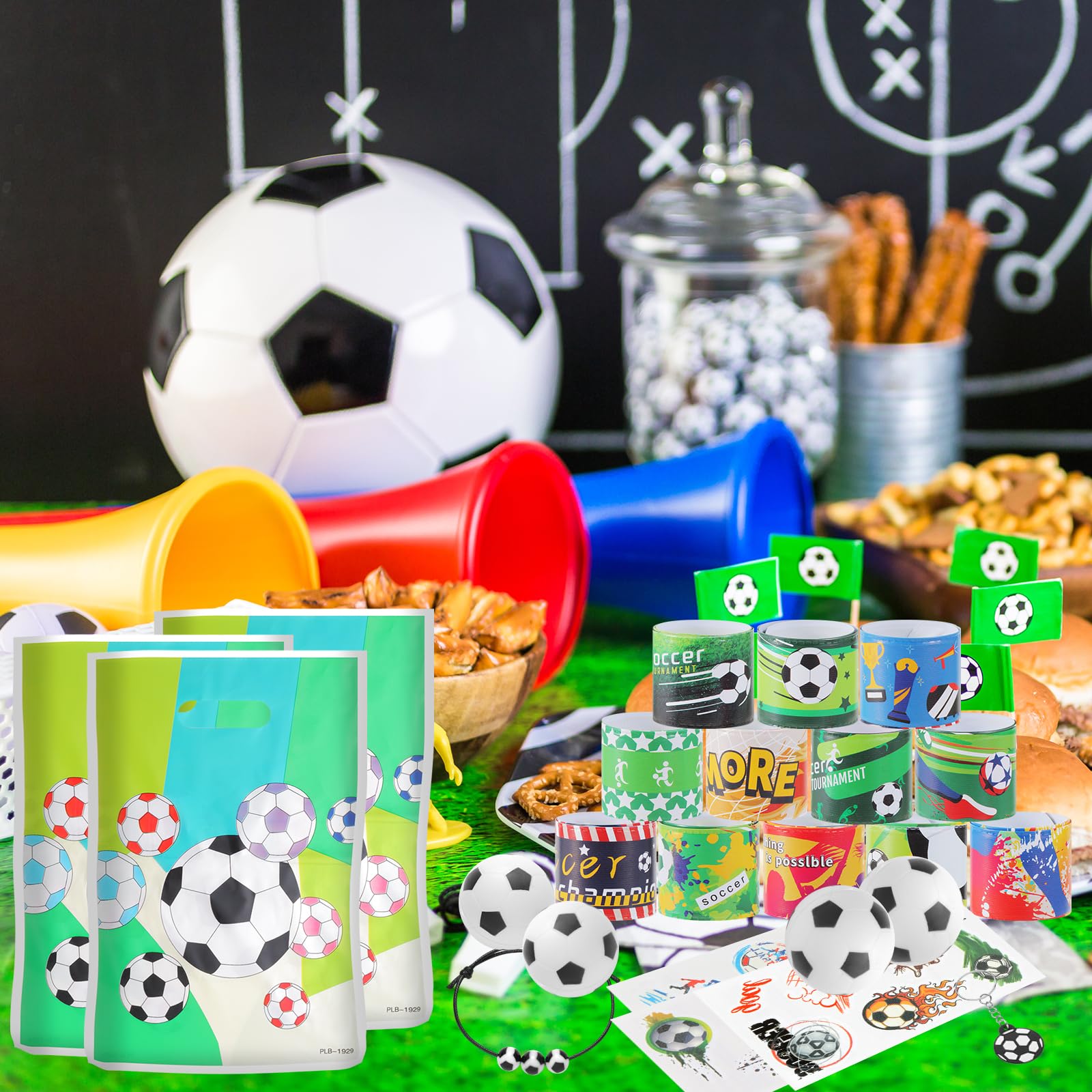 Kolewo4ever 294-Piece Soccer Party Supplies Set – Bulk Favors, Bags & Decorations