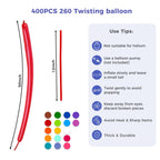 Koogel 400PCS 260 Balloons – Assorted Long Twist Balloons for Animal Creations