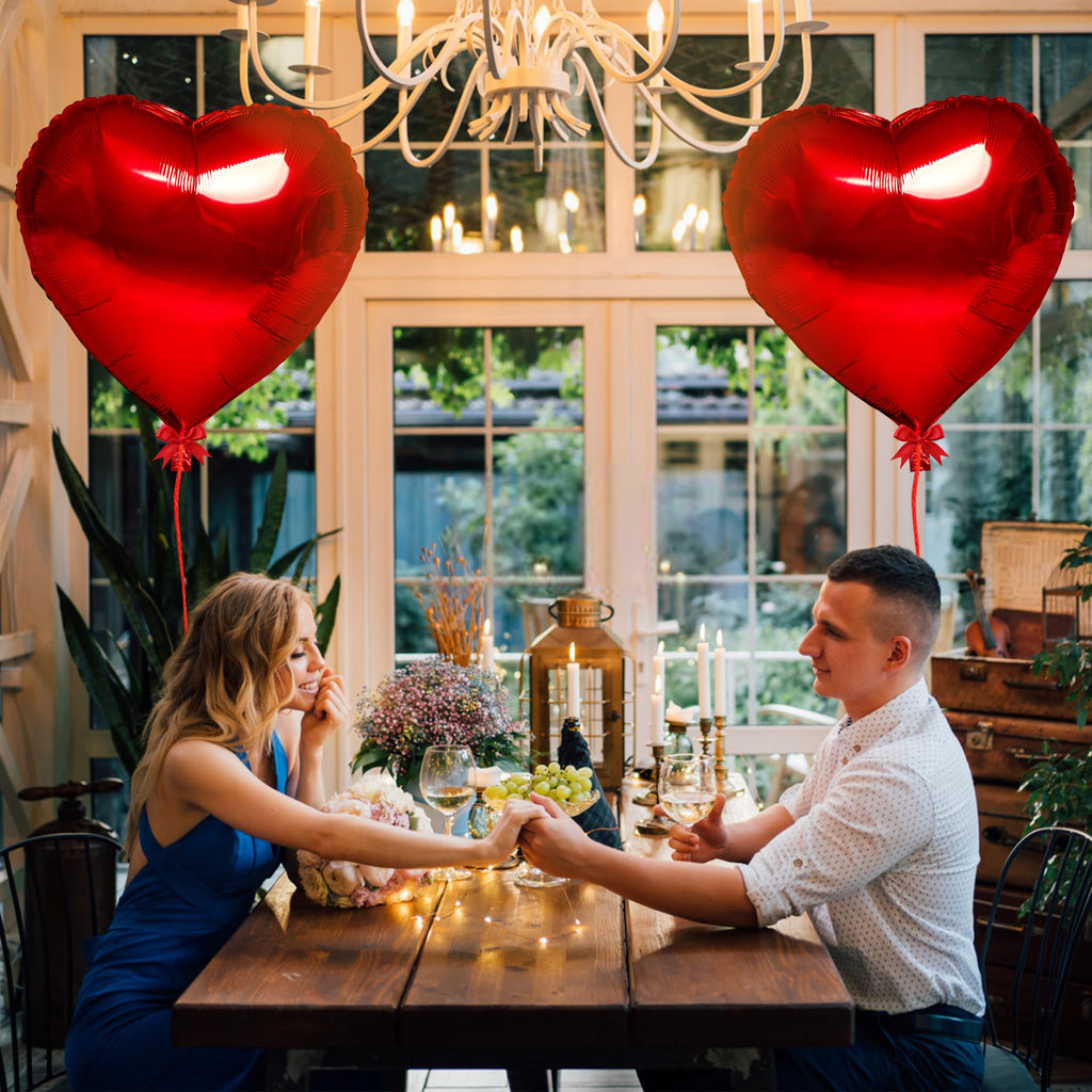 kortes Red Heart Balloons - 4Pcs 32in Foil Heart Balloons for Valentine's Day Decor Kit