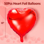 kortes Red Heart Balloons - 50pcs 10-inch Foil Valentines Day Decoration Kit