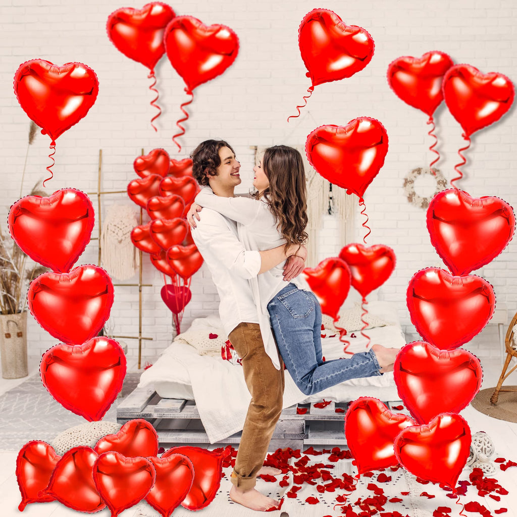 kortes Red Heart Balloons - 50pcs 10-inch Foil Valentines Day Decoration Kit