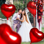 kortes Red Heart Balloons - 4Pcs 32in Foil Heart Balloons for Valentine's Day Decor Kit