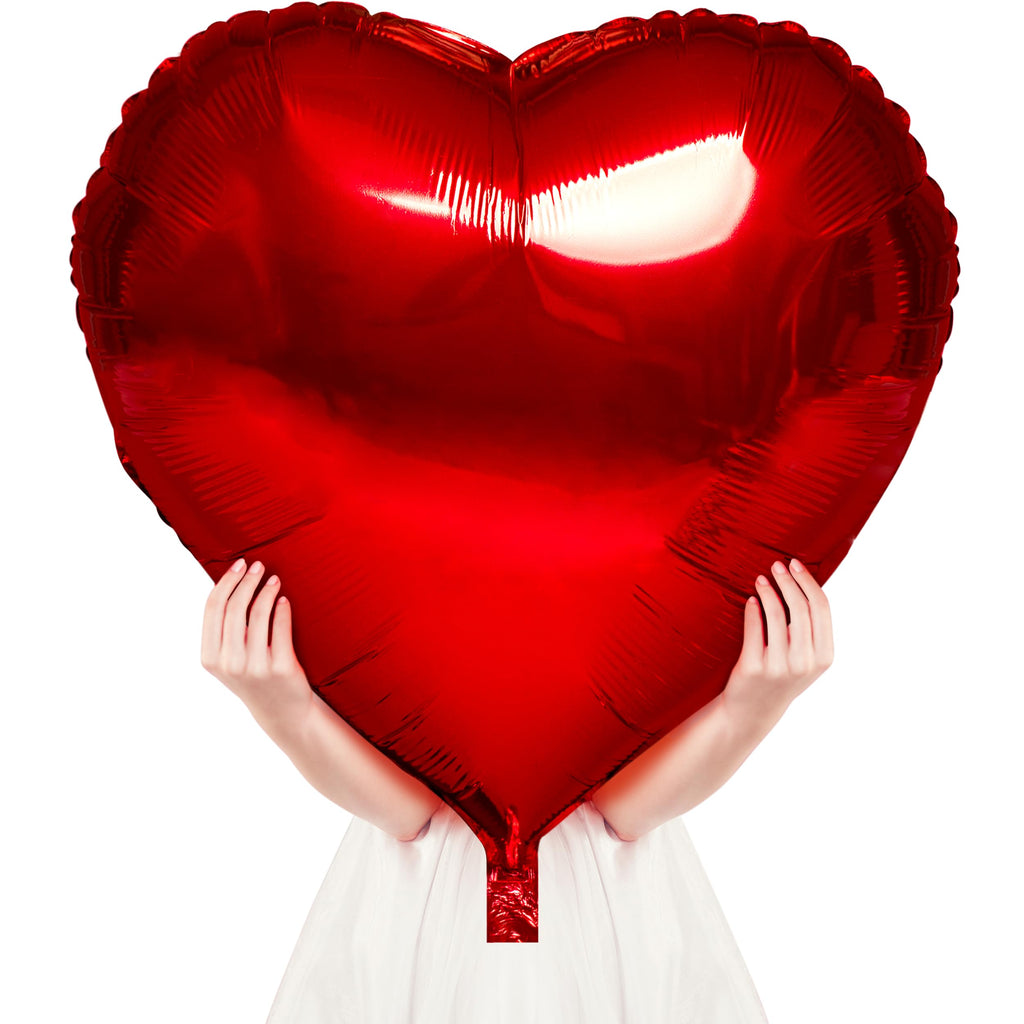 kortes Red Heart Balloons - 4Pcs 32in Foil Heart Balloons for Valentine's Day Decor Kit