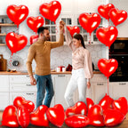 Kortes Red Heart Balloons – 50pcs 18in Foil Heart Balloons for Valentine’s Day, Room Decor & Proposals