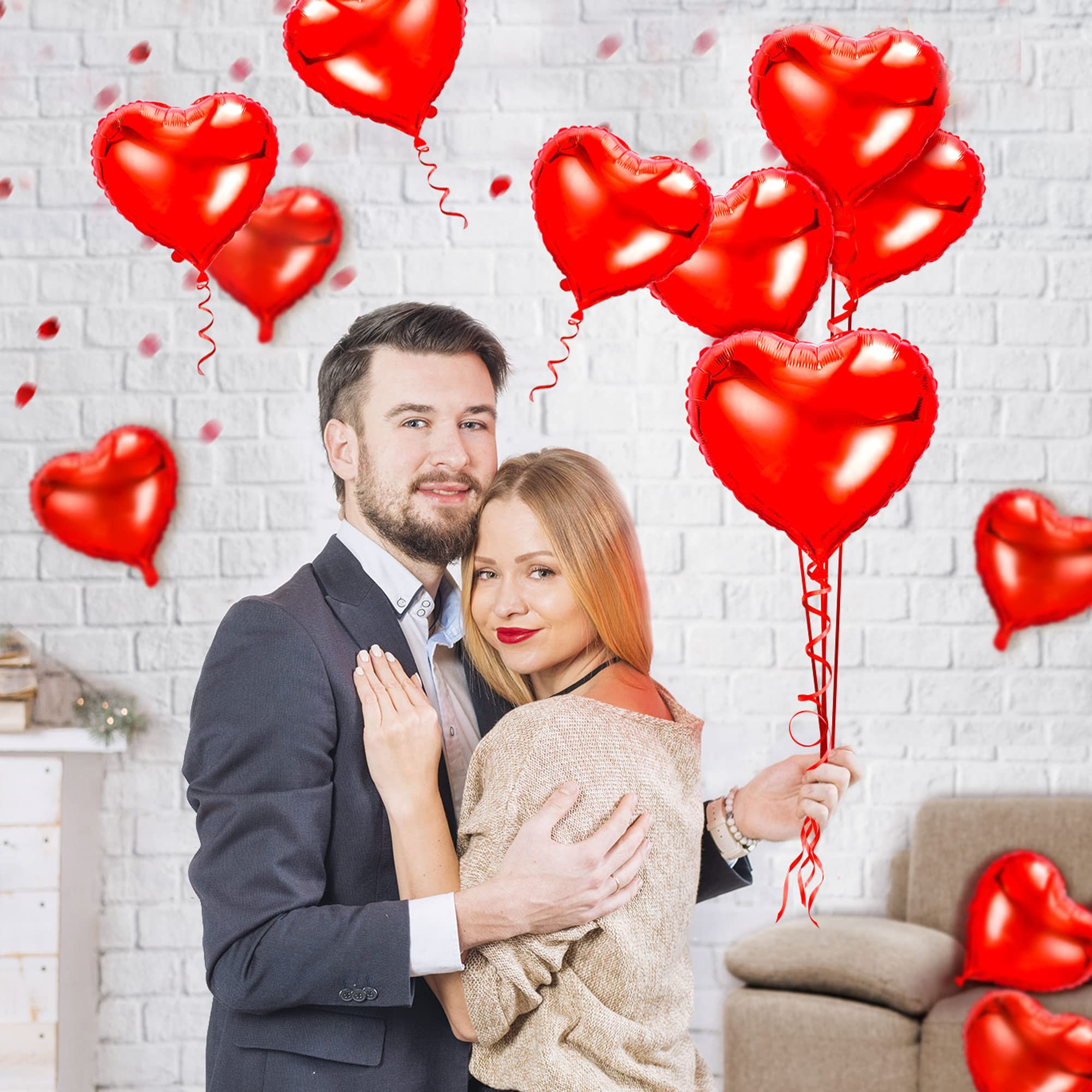 kortes Red Heart Balloons - 50pcs 10-inch Foil Valentines Day Decoration Kit