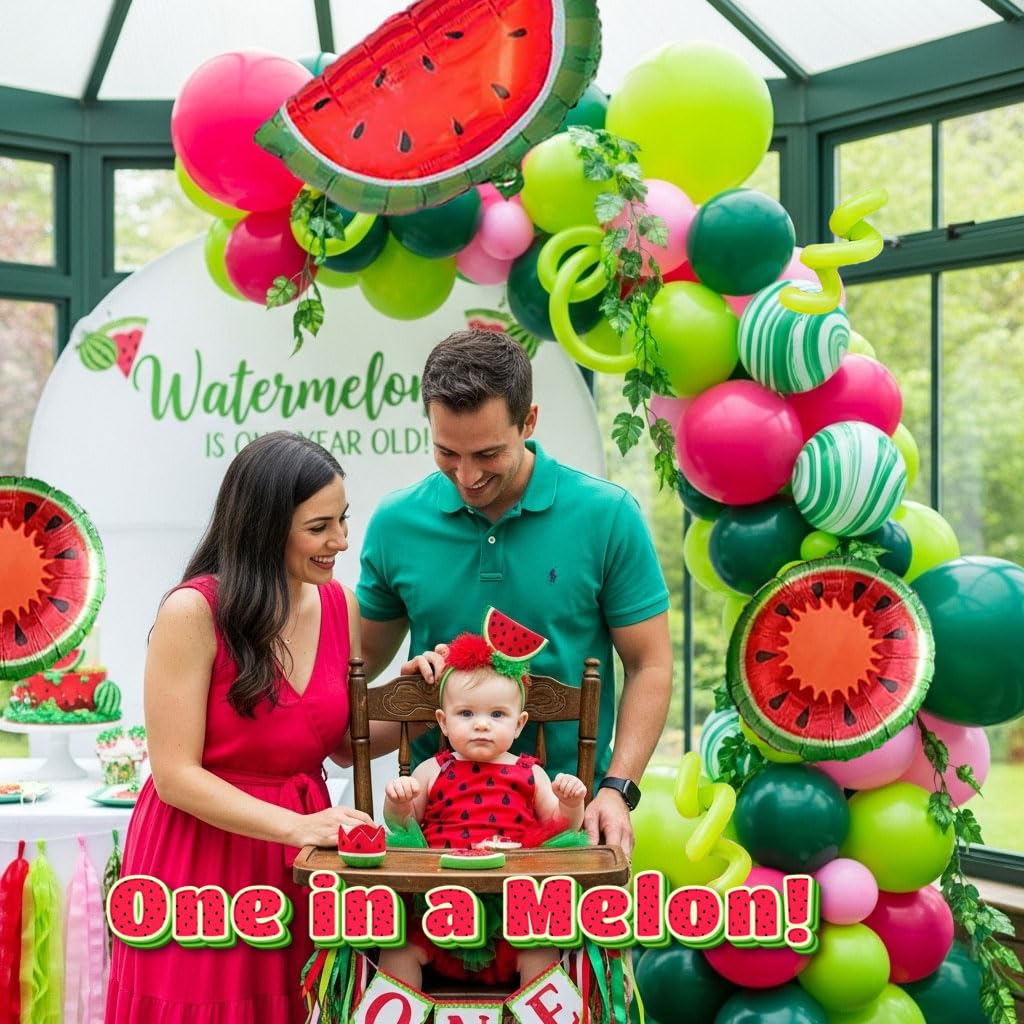 Kozee Summer Watermelon Balloon Arch Kit – 128pc Melon Theme Party Decor